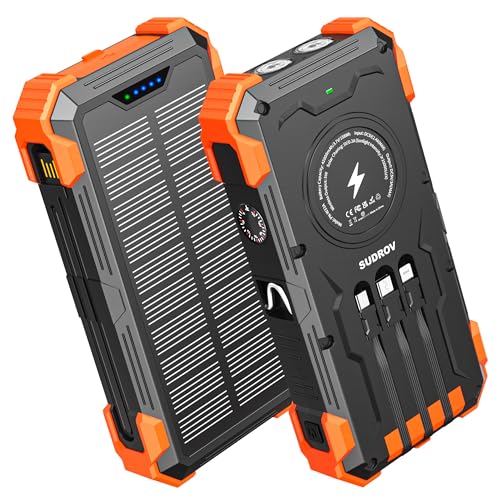 Solar Charger Power Bank, 42800mAh Wireless Portable Charger with USB-C in/Output, QC3.0 Fast Charging 15W 4 Ports Outdoor Battery Pack Built-in Dual Led Flashlights for iPhone Samsung etc Solar Charger Power Bank, 42800mAh Wireless Portable Charger with USB-C in/Output, QC3.0 Fast Charging 15W 4 Ports Outdoor Battery Pack Built-in Dual Led Flashlights for iPhone Samsung etc von Sudrov