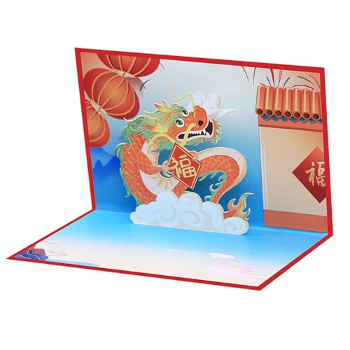 Chinesische Neujahrs-3D-Popup-Drachen-Grußkarte mit Umschlag, Postkarte, handgefertigte Geschenkkarte für Freunde 2024, Frühlingsfest, handgefertigte Geburtstagskarte von SueaLe