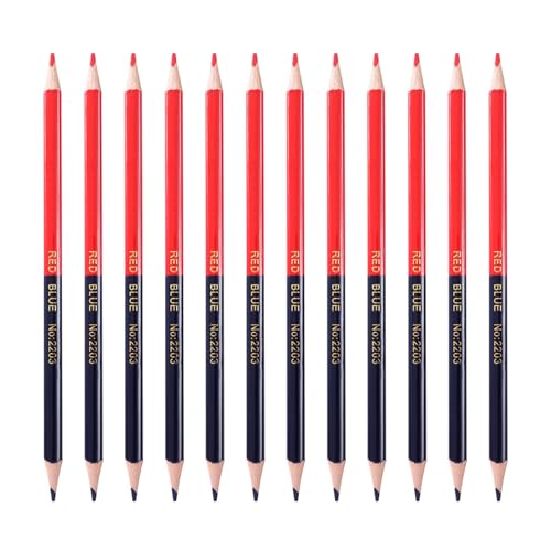 SueaLe 12 Stück Löschbare Bleistifte Vorgespitzt Zum Überprüfen Der Farbe Zum Überprüfen Von Bleistiftrötungen Und Blaustiften Doppelter Farbstift Bruchfester Bleistift von SueaLe