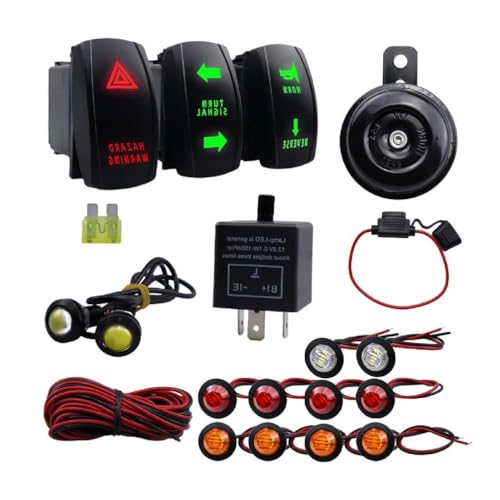 Universelles Blinker Set Für ATV UTV SXS Mit Straßenzulassung Mit Hupe Rückfahrlicht Wippschalter Blinkrelais Sicherungen Kabel Straßenzulassung Für Dirt Bike von SueaLe