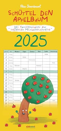 Schüttel den Apfelbaum - der Familienplaner zur beliebten Mitmachbuchreihe von Nico Sternbaum - Monats-Wandkalender 2025 zum Aufhängen, mit ... "Wink dem Wal", "Kitzel den Kakadu" und mehr von Suedwest Verlag