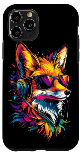 Fuchs Kopfhörer Bunte Regenbogen Farben Rotfuchs DJ Füchse Hülle für iPhone 11 Pro von Süßer Fuchs & Füchse Geschenk für Musik Liebhaber