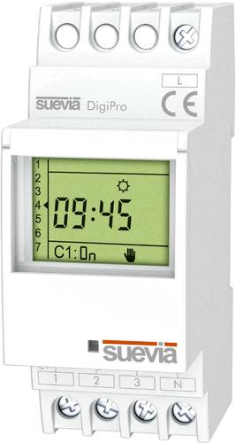 Suevia Zeitschaltuhr für Hutschiene DigiPro 1 Wechsler 16A 250 V/AC Tagesprogramm, Wochenprogramm, von Suevia