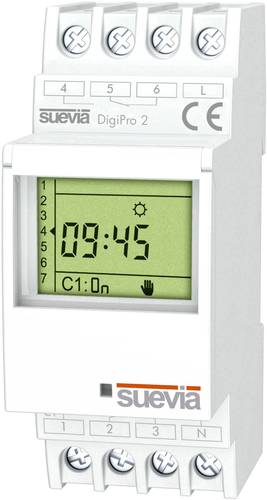 Suevia Zeitschaltuhr für Hutschiene DigiPro 2 2 Wechsler 16A 250 V/AC Tagesprogramm, Wochenprogramm von Suevia