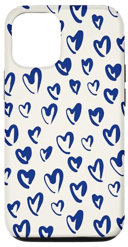 Hülle für iPhone 12/12 Pro Niedliches Herzmuster in Beige und Marineblau, modern Hülle für iPhone 12/12 Pro Niedliches Herzmuster in Beige und Marineblau, modern von SugarLoaf Graphics