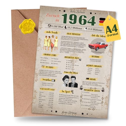 Sugeru Besondere Geburtstagskarte 70 mit Umschlag | 1954 Jahrgang Geschenk | 70 geburtstag frau mann | Sechzigsten Geburtstagsdeko lustig,Tolle Geschenkidee,Chronik,Karte,Jubiläum- DIN A4 (61 Jahre) von Sugeru