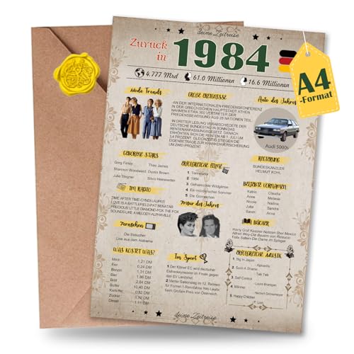 Sugeru Besondere Geburtstagskarte 70 mit Umschlag | 1954 Jahrgang Geschenk | 70 geburtstag frau mann | Sechzigsten Geburtstagsdeko lustig,Tolle Geschenkidee,Chronik,Karte,Jubiläum- DIN A4 (41 Jahre) von Sugeru