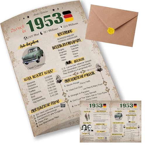 Sugeru Besondere Geburtstagskarte 72 mit Umschlag | 1953 Jahrgang Geschenk | 72 geburtstag frau mann | Sechzigsten Geburtstagsdeko lustig,Tolle Geschenkidee,Chronik,Karte,Jubiläum- DIN A5 (72 Jahre) von Sugeru