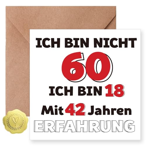 Sugeru Geburtstagskarte 60 mit Umschlag - Ich Bin 18 und 42 Jahre Erfahrung | lustige 60 Geburtstag Grußkarten für Frau & Mann | Personifizieren Besondere Birthday Card 60. Geburtstags von Sugeru
