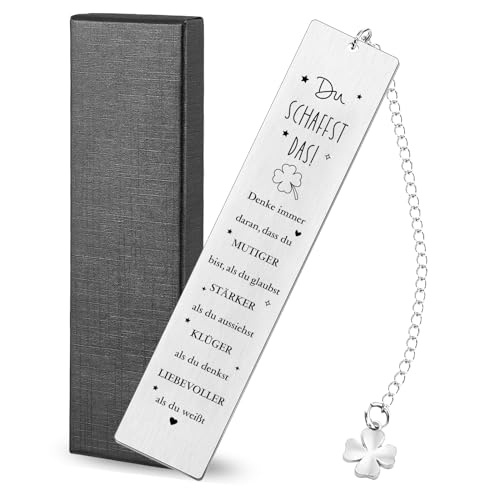 Sugeru Metall Lesezeichen,Lesezeichen Personalisiert,Inspirierendes Lesezeichen Dankeschön Bookmark mit Anhänger,Glücksbringer,für Freunde Weihnachtsgeschenke Geburtstagsgeschenk (Du schaffst das) von Sugeru