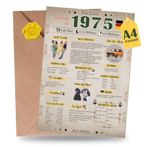 Sugeru Besondere Geburtstagskarte 70 mit Umschlag | 1954 Jahrgang Geschenk | 70 geburtstag frau mann | Sechzigsten Geburtstagsdeko lustig,Tolle Geschenkidee,Chronik,Karte,Jubiläum- DIN A4 (50 Jahre) von Sugeru