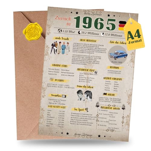 Sugeru Besondere Geburtstagskarte 70 mit Umschlag | 1954 Jahrgang Geschenk | 70 geburtstag frau mann | Sechzigsten Geburtstagsdeko lustig,Tolle Geschenkidee,Chronik,Karte,Jubiläum- DIN A4 (60 Jahre) von Sugeru