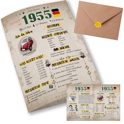 Sugeru Besondere Geburtstagskarte 70 mit Umschlag | 1955 Jahrgang Geschenk | 70 geburtstag frau mann | Sechzigsten Geburtstagsdeko lustig,Tolle Geschenkidee,Chronik,Karte,Jubiläum- DIN A5 (70 Jahre) von Sugeru