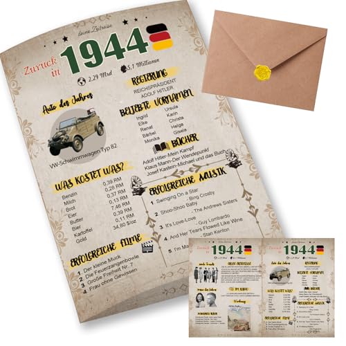 Sugeru Besondere Geburtstagskarte 81 mit Umschlag | 1944 Jahrgang Geschenk | 81 geburtstag frau mann | Sechzigsten Geburtstagsdeko lustig,Tolle Geschenkidee,Chronik,Karte,Jubiläum- DIN A5 (81 Jahre) von Sugeru