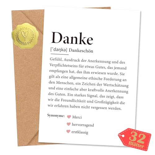 Sugeru 32 PCS Dankeskarten im Set - Inklusive Umschlägen und Aufklebern - Karte Danke um Dankbarkeit Auszudrücken - Eine Dankeskarte für Kollegen, Familie, Freunde und Lehrer Eignet (Ⅵ) von Sugeru