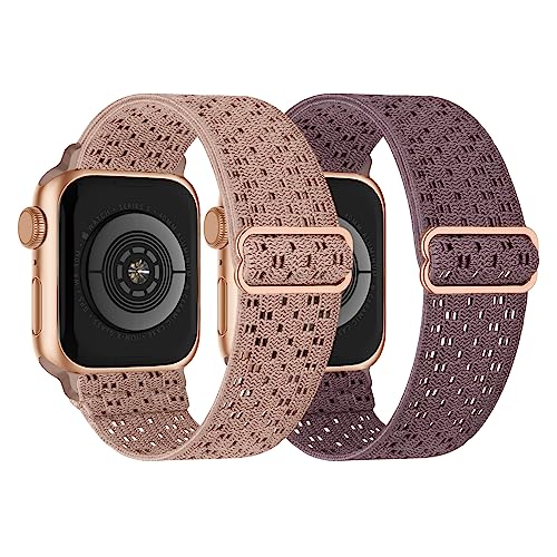 Elastisches Nylon Armband Kompatibel mit Apple Watch Armband 41mm 40mm 38mm 45mm 44mm 42mm 49mm iWatch Series 9 8 SE 7 6 5 4 3 2 1 Ultra, Atmungsaktiv Stoff Armband für Damen Herren von Suitisbest