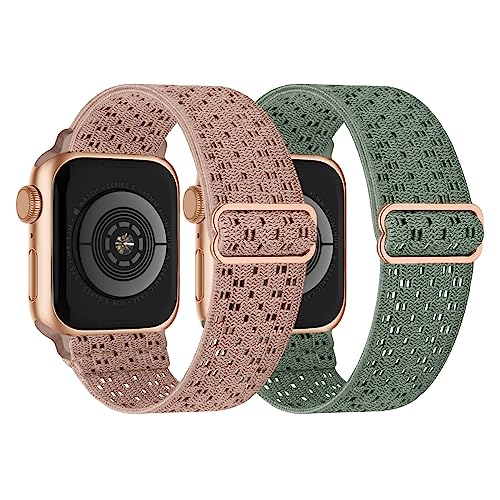 Elastisches Nylon Armband Kompatibel mit Apple Watch Armband 41mm 40mm 38mm 45mm 44mm 42mm 49mm iWatch Series 9 8 SE 7 6 5 4 3 2 1 Ultra, Atmungsaktiv Stoff Armband für Damen Herren von Suitisbest