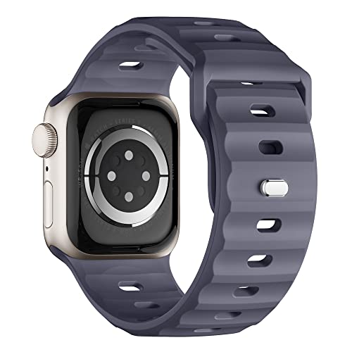 Sport Armband Kompatibel mit Apple Watch Ultra 2 Armband 49mm 45mm 44mm 42mm für Herren, Silikon Wasserdicht Band für Apple Watch 9 8 SE 7 6 5 4 3 Ultra, Blaugrau von Suitisbest