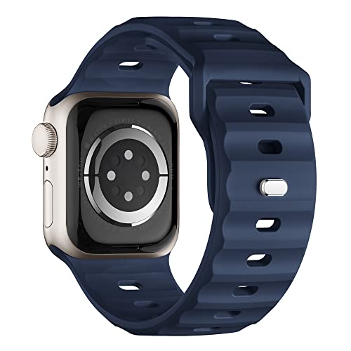 Sport Armband Kompatibel mit Apple Watch Ultra 2 Armband 49mm 46mm 45mm 44mm 42mm für Herren, Silikon Wasserdicht Band für Apple Watch 10 9 8 SE 7 6 5 4 3 Ultra, Dunkelblau von Suitisbest
