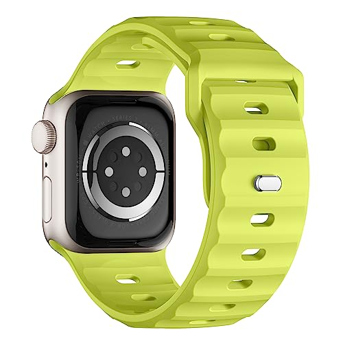 Sport Armband Kompatibel mit Apple Watch Ultra 2 Armband 49mm 45mm 44mm 42mm für Herren, Silikon Wasserdicht Band für Apple Watch 9 8 SE 7 6 5 4 3 Ultra, Neongrün von Suitisbest