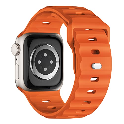 Sport Armband Kompatibel mit Apple Watch Ultra 2 Armband 49mm 45mm 44mm 42mm für Herren, Silikon Wasserdicht Band für Apple Watch 9 8 SE 7 6 5 4 3 Ultra, Orange von Suitisbest