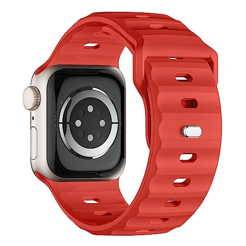 Sport Armband Kompatibel mit Apple Watch Ultra 2 Armband 49mm 45mm 44mm 42mm für Herren, Silikon Wasserdicht Band für Apple Watch 9 8 SE 7 6 5 4 3 Ultra, Rot von Suitisbest