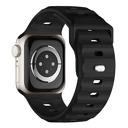 Sport Armband Kompatibel mit Apple Watch Ultra 2 Armband 49mm 45mm 44mm 42mm für Herren, Silikon Wasserdicht Band für Apple Watch 9 8 SE 7 6 5 4 3 Ultra, Schwarz von Suitisbest