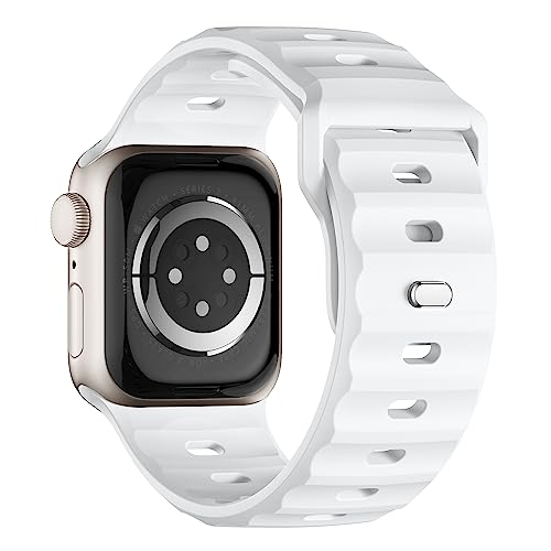 Sport Armband Kompatibel mit Apple Watch Ultra 2 Armband 49mm 45mm 44mm 42mm für Herren, Silikon Wasserdicht Band für Apple Watch 9 8 SE 7 6 5 4 3 Ultra, Weiß von Suitisbest
