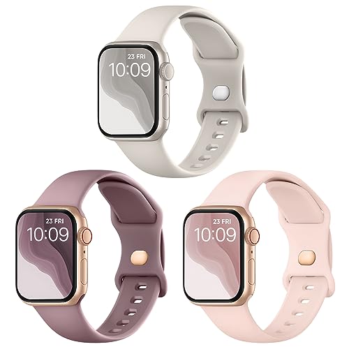 Suitisbest 3er Pack Armband Kompatibel mit Apple Watch 44/45/42 mm, Silikon Sport Ersatzarmbänder für Apple Watch 8 SE 7 6 5 4 3 2 von Suitisbest