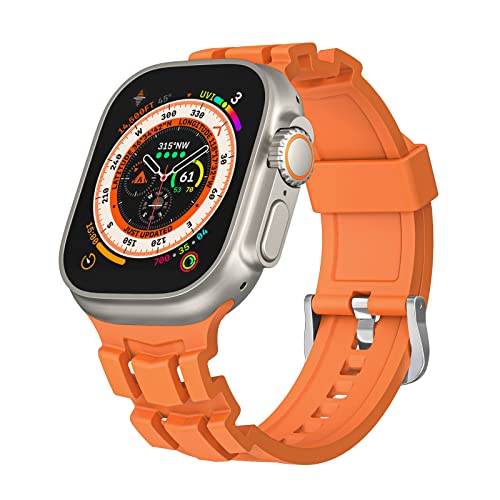 Suitisbest Armband Kompatibel mit Apple Watch 45mm 44mm 49mm 42mm, Sportliches Silikon Armband für Apple Watch Ultra, SE, Series 8/7/6/5/4/3/2/1, Orange von Suitisbest