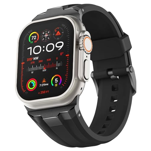 Suitisbest Armband Kompatibel mit Apple Watch Ultra 2 / Ultra 49mm, Serie 9/8/7 45mm, Serie SE/6/5/4 44mm und Serie 3/2/1 42mm, Schwarz (Schwarzes Metall) von Suitisbest