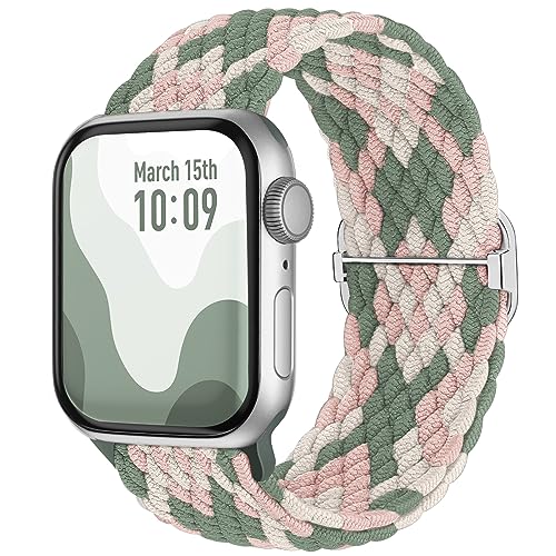 Suitisbest Nylon Armband Kompatibel mit Apple Watch 38mm 40mm 41mm, Rutschfestes Geflochtenes Elastisches Dehnbares Band für Apple Watch 9 8 SE 7 6 5 4 3 2 1, Frisch von Suitisbest