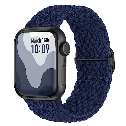 Suitisbest Nylon Armband Kompatibel mit Apple Watch 38mm 40mm 41mm, Rutschfestes Geflochtenes Elastisches Dehnbares Band für Apple Watch 9 8 SE 7 6 5 4 3 2 1, Ozean Blau von Suitisbest