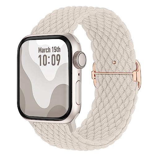 Suitisbest Nylon Armband Kompatibel mit Apple Watch 42mm 44mm 45mm 49mm, Rutschfestes Geflochtenes Elastisches Dehnbares Band für Apple Watch 9 8 SE 7 6 5 4 3 2 1, Polarstern von Suitisbest