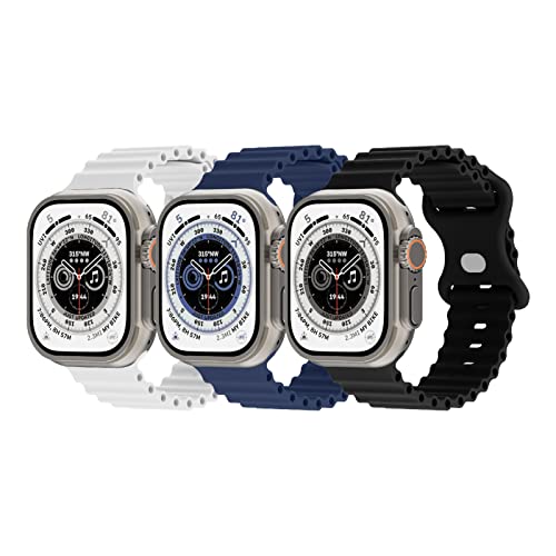 Suitisbest Ocean Armband Kompatibel mit Apple Watch 41mm 40mm 38mm, Silikon Armband mit Druckverschluss für Apple Watch SE, Series 8/7/6/5/4/3/2/1, 3er Stück von Suitisbest