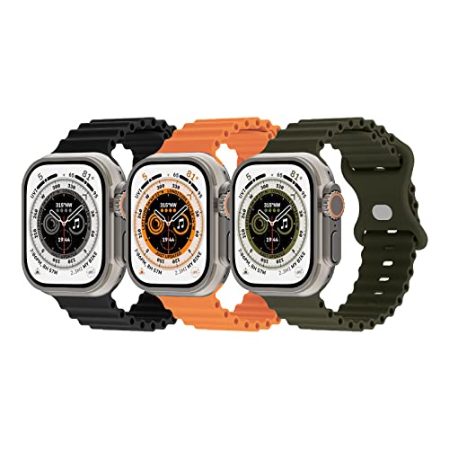 Suitisbest Ocean Armband Kompatibel mit Apple Watch 41mm 40mm 38mm, Silikon Armband mit Druckverschluss für Apple Watch SE, Series 8/7/6/5/4/3/2/1, 3er Stück von Suitisbest