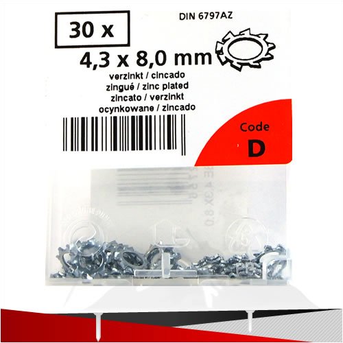 30x Zahnscheiben 4,3 x 8mm 30x Zahnscheiben 4,3 x 8mm von Suki