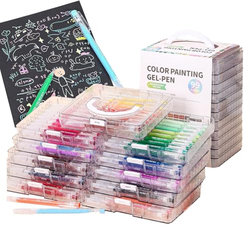 Gelstifte-Set, 45/72/99 Farben, glattes Schreiben, Malstifte, Bastelmarker, mit großer Tintenkapazität und Aufbewahrungsetui (verschiedene Farben) für Tagebuch, Sammelalben von Sulxyi