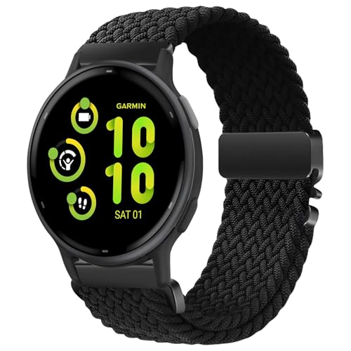 SumRioo 20mm Armband für Garmin Vivoactive 6/5/3/3 Music/Venu 2 Plus/Venu Sq/Sq 2, Nylon Geflochtenes Uhrenarmband für Garmin Forerunner 55/165/165 Music/245/245 Music/645/645 Music, Schwarz SumRioo 20mm Armband für Garmin Vivoactive 6/5/3/3 Music/Venu 2 Plus/Venu Sq/Sq 2, Nylon Geflochtenes Uhrenarmband für Garmin Forerunner 55/165/165 Music/245/245 Music/645/645 Music, Schwarz von SumRioo