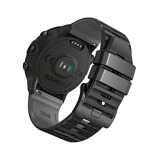 SumRioo 24mm Armband für Suunto 9/Suunto 9 Baro, Silikon Ersatz-Uhrenarmband für Suunto 7/Suunto D5/Suunto Spartan Sport/Sony Smartwatch 2 SW2/Fossil Q Nate Hybrid/GMa-S2100 - Schwarz/Grau von SumRioo