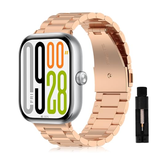 SumRioo Armband Kompatibel mit Xiaomi Redmi Watch 5/4, Xiaomi Smart Band 9 Pro/8 Pro, Edelstahl Metallarmband Einstellbar Ersatzarmband für Damen Herren, Roségold SumRioo Armband Kompatibel mit Xiaomi Redmi Watch 5/4, Xiaomi Smart Band 9 Pro/8 Pro, Edelstahl Metallarmband Einstellbar Ersatzarmband für Damen Herren, Roségold von SumRioo
