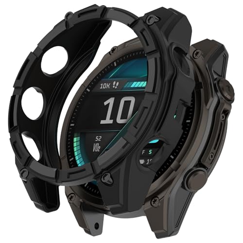 SumRioo Hülle Kompatibel mit Garmin Fenix 8 43 mm, Anti-Fleck, Kratzfest, Stoßfeste Cover Kompatibel mit Garmin Fenix 8 43 mm Ultradünne TPU Schutzhülle, Schwarz von SumRioo