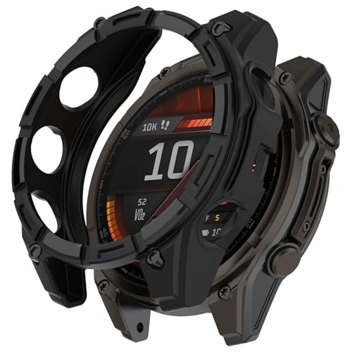 SumRioo Hülle Kompatibel mit Garmin Fenix 8 51 mm, Anti-Fleck, Kratzfest, Stoßfeste Cover Kompatibel mit Garmin Fenix 8 51 mm Ultradünne TPU Schutzhülle, Schwarz von SumRioo