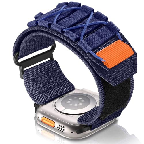 SumRioo Nylon Armband Kompatibel mit Apple Watch 49mm 45mm 44mm 42mm, Sport Stoff Geflochtenes Armband Ersatz Loop Band Kompatibel mit iWatch Ultra Series 9 8 7 6 5 4 3 2 1 SE - Blau Lila von SumRioo