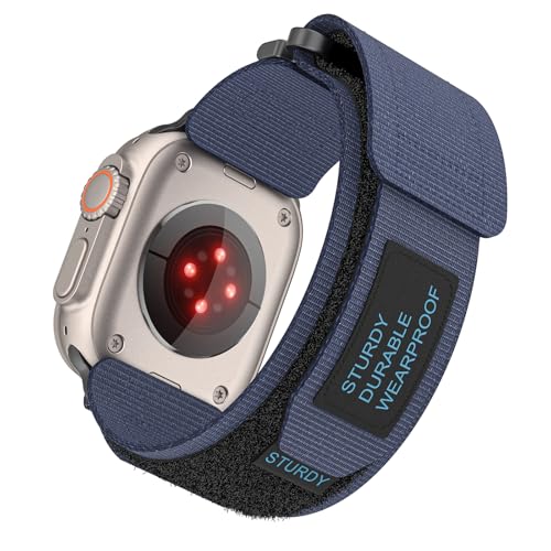 SumRioo Nylon Armband Kompatibel mit Apple Watch 49mm 46mm 45mm 44mm 42mm, Sport Stoff Geflochtenes Armband Ersatz Loop Band für iWatch Ultra Ultra2 Series 10 9 8 7 6 5 4 3 2 1 SE SE2, Blau von SumRioo