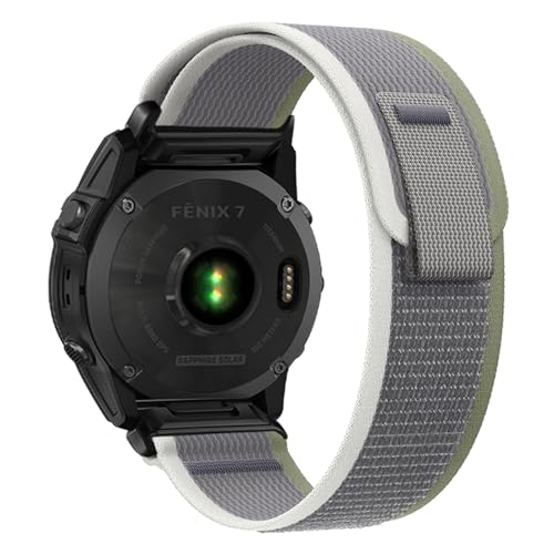 SumRioo QuickFit 22mm Armband für Garmin Fenix 7/6/5/Fenix 7 Pro Solar/7 Pro/7 Solar/6 Pro Solar/6 Pro/6 Solar/5 Plus, Nylon Uhrenarmband für Garmin Epix 2 47mm/Forerunner 965/955/945/935, Grün/Grau von SumRioo