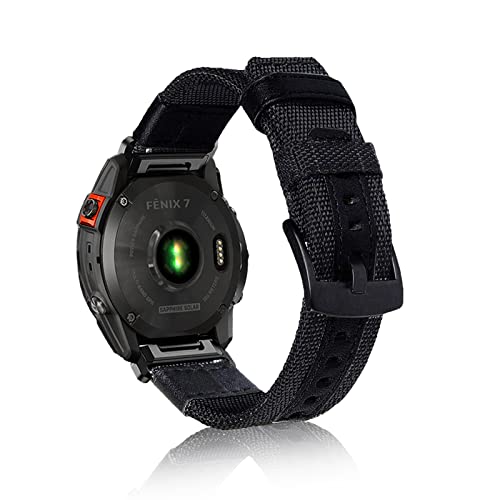 SumRioo QuickFit 22mm Armband für Garmin Fenix 7 Pro Solar/Fenix 7/Fenix 6 GPS/Fenix 6 Pro GPS, Canvas Nylon Leder Uhrenarmband für Garmin Fenix 6 Pro Solar/Fenix 5/Fenix 5 Plus - Schwarz SumRioo QuickFit 22mm Armband für Garmin Fenix 7 Pro Solar/Fenix 7/Fenix 6 GPS/Fenix 6 Pro GPS, Canvas Nylon Leder Uhrenarmband für Garmin Fenix 6 Pro Solar/Fenix 5/Fenix 5 Plus - Schwarz von SumRioo