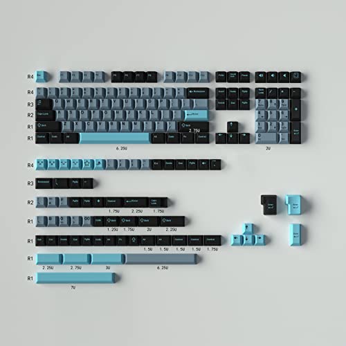 172 Tasten Double Shot Blue 8008 Keycaps Cherry Profil Tastenkappen mit 7U Leertaste Fit für 95% 75% 65% 60% Mechanische Tastatur ISO ANSI Layout Cherry Mx Schalter von Sumgsn