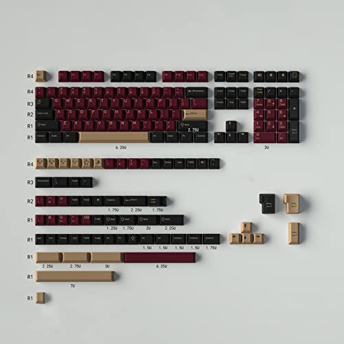 173 Tasten rote Samurai Tastenkappen Double Shot Cherry Profile Keycaps Set Fit for Cherry Mx Gateron Switches 61/87/104/108 Mechanische Tastatur von Sumgsn