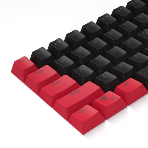 61 Hintergrundbeleuchtete rote Schwarze Keycaps Set PBT Tastenkappen OEM Profil für 60% Cherry Mx Switches Mechanische Gaming Tastatur (Only Keycaps) von Sumgsn